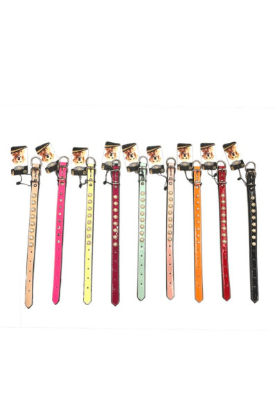 203778-DOGLİFE TAŞLI (SUNİ DERİ) BOYUN TASMASI NEON MİX COLOR 2X40CM